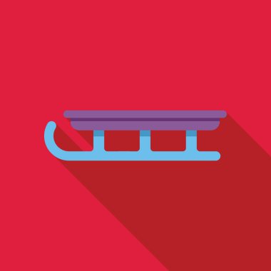 Tahta bir kızağın minimalist vektör çizimi, kış eğlencesi ve kar aktivitelerini çağrıştırıyor