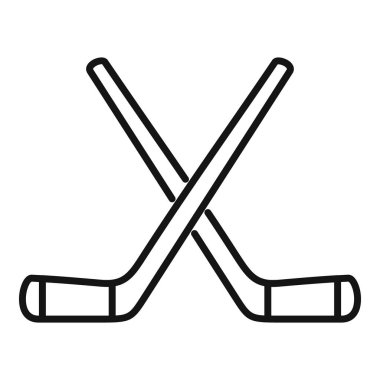 İki çapraz hokey sopasını temsil eden basit siyah ve beyaz vektör simgesi