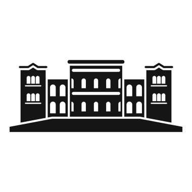 Sütunları olan büyük bir belediye binasının siyah siluet vektör simgesi