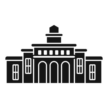 Kemerleri ve sütunları olan büyük bir belediye binasının basit vektör simgesi