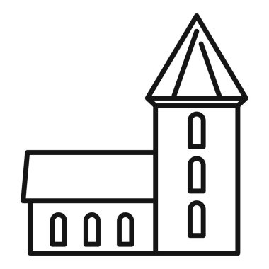 Kulesi olan küçük bir ortaçağ kilisesinin basit çizimleri.