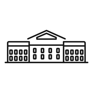 Hükümeti, eğitimi veya sağlık hizmetlerini temsil etme potansiyeline sahip, birçok penceresi olan büyük bir kamu binasının basit çizgi simgesi