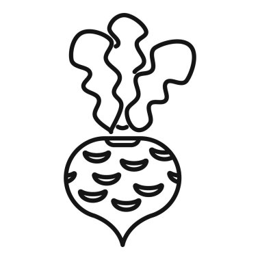 Doğayla, yiyecekle ve sağlıklı beslenmeyle ilgili minimalist tasarımlar için ideal yaprakları olan pancar kökünün basit çizimi