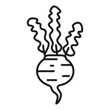 Cesur bir hatla basit pancar kökü simgesi, sağlıklı beslenme ve organik üretimi temsil etmek için ideal.