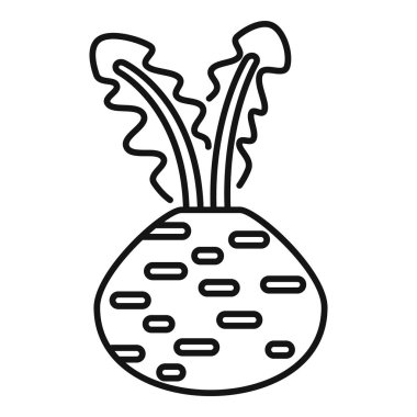 Yapraklı pancar pancarının basit çizgi simgesi, taze ürünleri veya sağlıklı beslenmeyi temsil etmek için ideal.