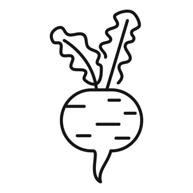 Yapraklarla büyüyen pancar kökü için siyah çizgi simgesi