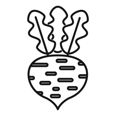 Yapraklı pancar pancarının minimalist çizgi simgesi, sağlıklı beslenme veya veganizmi temsil etmek için ideal