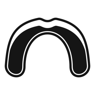 Spor faaliyetleri sırasında dişleri koruyan ağız koruyucusu için siyah basit vektör simgesi