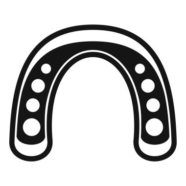 Demirci at koruma ikonu için at nalı dövüyor. Beyaz arka planda izole edilmiş basit bir şekilde.