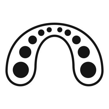 Dişlerini koruyan siyah beyaz bir ağız koruyucusu simgesi.