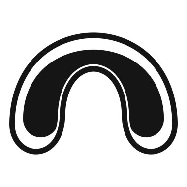 Dişleri koruyan bir boks ağız koruyucusunun siyah beyaz simgesi.