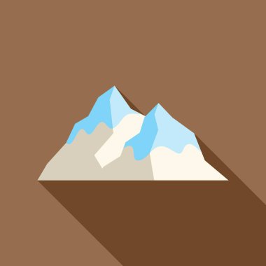 Karlı dağ zirveleri içeren minimalist vektör illüstrasyonu, doğa, seyahat ve macera konseptlerini temsil etmek için idealdir.