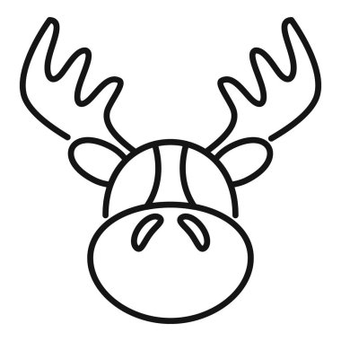 Büyük boynuzlu ren geyiği yüzünün minimalist çizimi, çocuk kitapları veya Noel projeleri için idealdir.