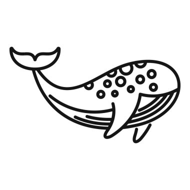 Okyanusta yüzen bir balinanın basit çizgi çizimi.