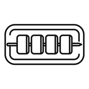 Yuvarlak köşeli bir tabakta servis edilen dört dangoyu temsil eden basit vektör simgesi