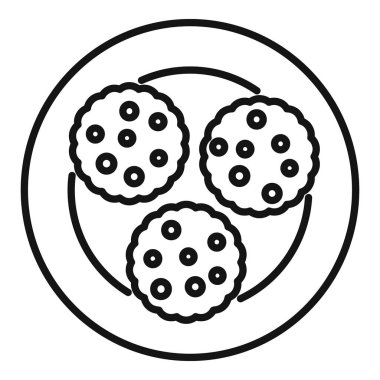 Tabakta üç çikolatalı kurabiye yemek ikonu var.