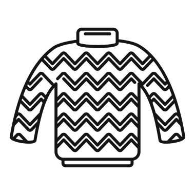 Siyah ve beyaz çizgili sıcak kış süveteri şık bir zikzak deseni içeriyor