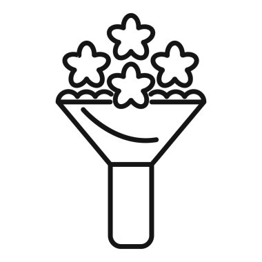 Line drawing of a sales funnel converting stars into money, representing the concept of successful business clipart