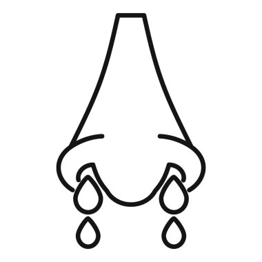 Basit çizgi vektör simgesi akan bir burnu temsil ediyor, web siteleri ve sağlık ve alerjilerle ilgili uygulamalar için ideal