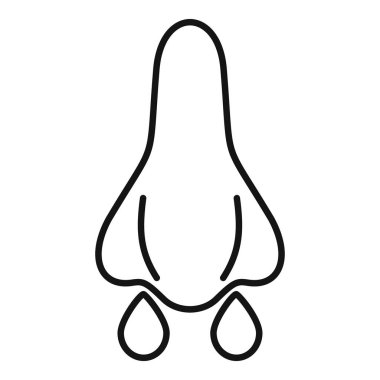 İnsan burnunun basit çizimi. Düşen iki damla, akan bir burnu temsil ediyor.