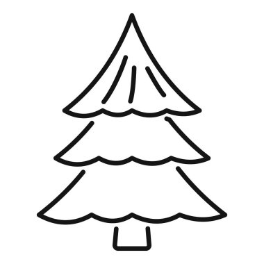 Bir çam ağacının basit siyah beyaz çizimi, Noel 'i temsil etmek için mükemmel.