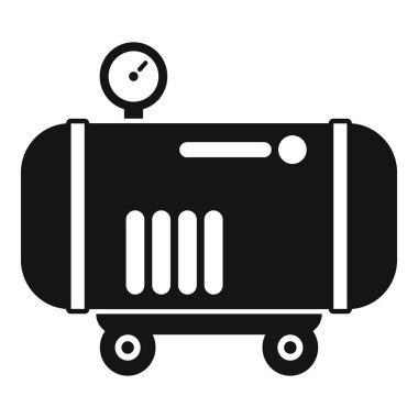 Tekerlekleri ve manometresi olan basit bir hava kompresörü simgesi