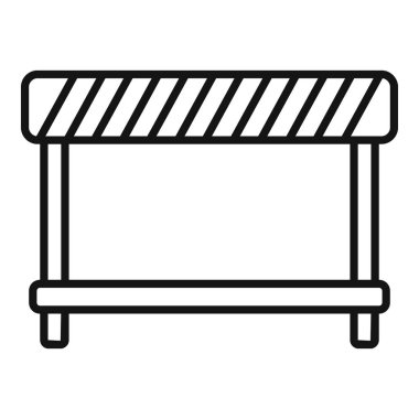 Çizgili bariyer erişimini temsil eden basit bir çizgi çizimi, genellikle inşaat alanlarında veya yasak alanlarda görülür