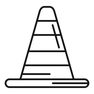 Yol güvenliği için kullanılan yansıtıcı bir trafik konisinin basit çizgi resim simgesi