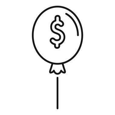 Bir dolar işareti gösteren bir balonun çizgi sanat simgesi, iş başarısını temsil ediyor.