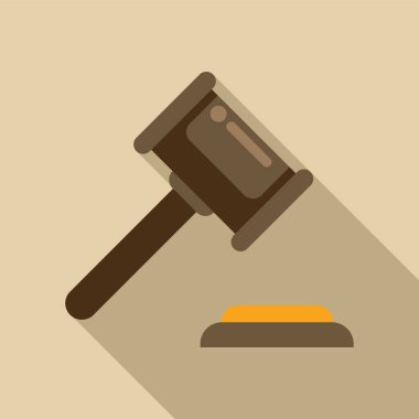 Kahverengi tokmak bir ses bloğuna çarpıyor, verilen kararı sembolize ediyor