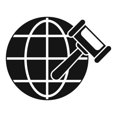 Yargıç tokmağının dünyaya çarpmasının basit bir simgesi. Uluslararası adaleti simgeliyor.