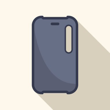 Soluk sarı arka planda duran uzun gölgeli basit bir telefon kılıfı.