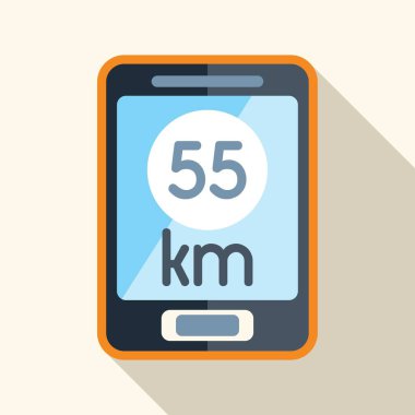 Akıllı telefon, yürüyen bir takip uygulamasında 55 km uzaklık gösteriyor.