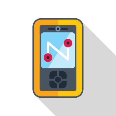 GPS navigatörü, sarı çantada iki işaretle ekranda rotayı gösteriyor