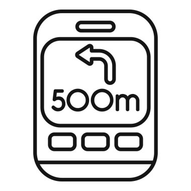 Akıllı telefon ekranında 500 metre sonra sola dönüş gösteren GPS simgesi