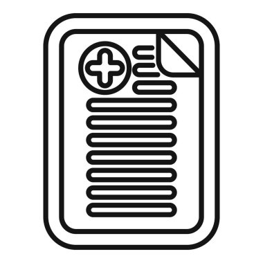 Bu simge, hasta verilerini ve çapraz sembolleri gösteren tıbbi bir kaydı temsil ediyor.