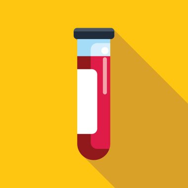 Tıbbi analiz ve teşhis için kullanılan boş etiketli bir kan örneği içeren tek bir tıbbi test tüpü.