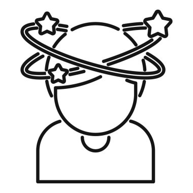 Başı dönen bir insanın basit çizimi. Başı dönen yıldızlar.