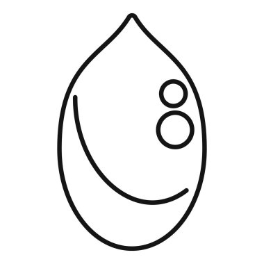 Bir bezelye kabuğunun basit siyah-beyaz vektör simgesi. İki bezelye görünür, beyaz arkaplanda izole edilmiş.