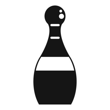 Beyaz arkaplanda izole edilmiş basit bir şekilde duran siyah bovling iğnesi simgesi