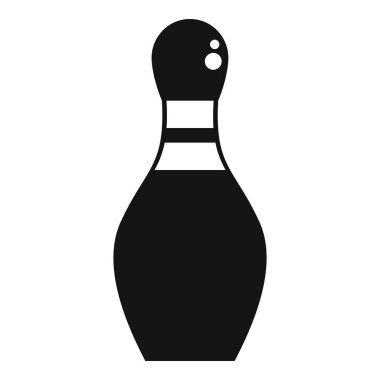 Basit siyah bovling pimi ayakta duruyor, oyunun eğlencesini ve heyecanını temsil ediyor.