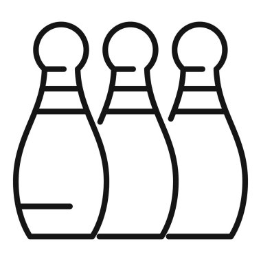 Üç bovling lobut ayakta, bir bovling maçında yere serilmeye hazır.