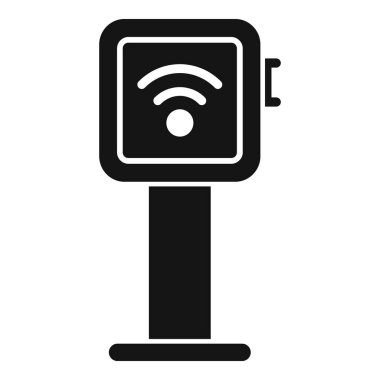 Bir sokak Wi-Fi terminalinin internet bağlantısını gösteren siyah ve beyaz vektör simgesi