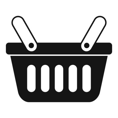 Boş bir alışveriş sepetinin basit vektörü, çevrimiçi ve fiziksel perakende satış, satın alma ve tüketiciliği sembolize ediyor