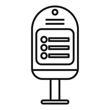 Durakta üç satırı olan bir otobüs durağının doğrusal simgesi