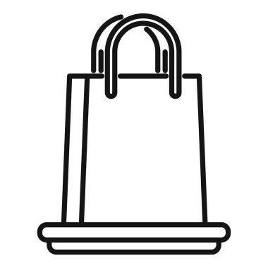 Alt tarafında duran bir alışveriş çantasının basit siyah beyaz vektör simgesi