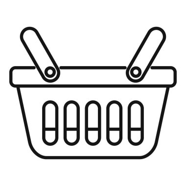 Bu basit çizgi resim simgesi çevrimiçi alışveriş yaparken nesneleri sanal sepete ekleme kavramını temsil eder.