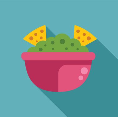 Turkuaz arka planda tortilla cipsli bir kase guacamole.