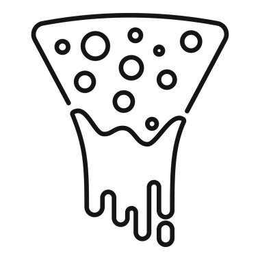 Bu basit vektör simgesi üzerinde peynir eriyen bir dilim pizzayı temsil ediyor.