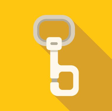 Sarı arka planda yatan beyaz metal karabina, dağcılık ve tırmanma ekipmanları